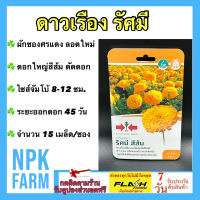 ผักซอง ศรแดง ดาวเรือง รัศมี สีส้ม จำนวน 15 เมล็ด/ซอง เมล็ดพันธุ์ ลอตใหม่ ดาวเรืองตัดดอก กลีบแน่น ดอกใหญ่ ไซส์จัมโบ้ 12 ซม. ระยะออกดอก 45 วัน