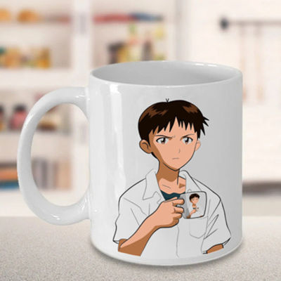 350mL Shinji Holding A Mug Text Anime Breathable Male High Quality Coffee Milk Tea Mug Creative Personality Cup Gift for Friends