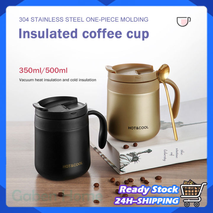 350/500ML Coffee Cup Stainless Steel Hot Cold Thermal Mug With Handle  Portable Coffee Cup Travel Office Tea Cup Thermal Bottle