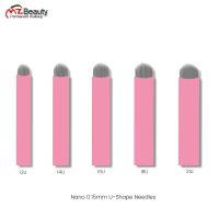 0.15MM Pink U Shape Nano Needle Microblades 50pcs Microblading Tebori Blades Tattoo Permanent Makeup Needles Manual Eyebrow Pen