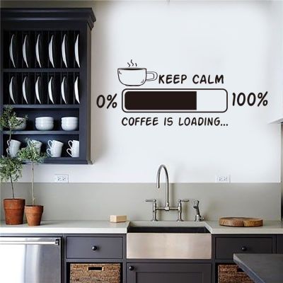 [24 Home Accessories] เครื่องดื่มใส่กาแฟขนาดใหญ่ลาย Keep Calm สติ๊กเกอร์ติดผนังร้านกาแฟร้านอาหารในครัวรูปลอกไวนิลจิตรกรรมฝาผนังตกแต่งบ้าน
