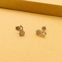 [COD] Qiaolanxuan cute all-match cat ladies plated earrings micro-inlaid zircon hollowed out kitten student style