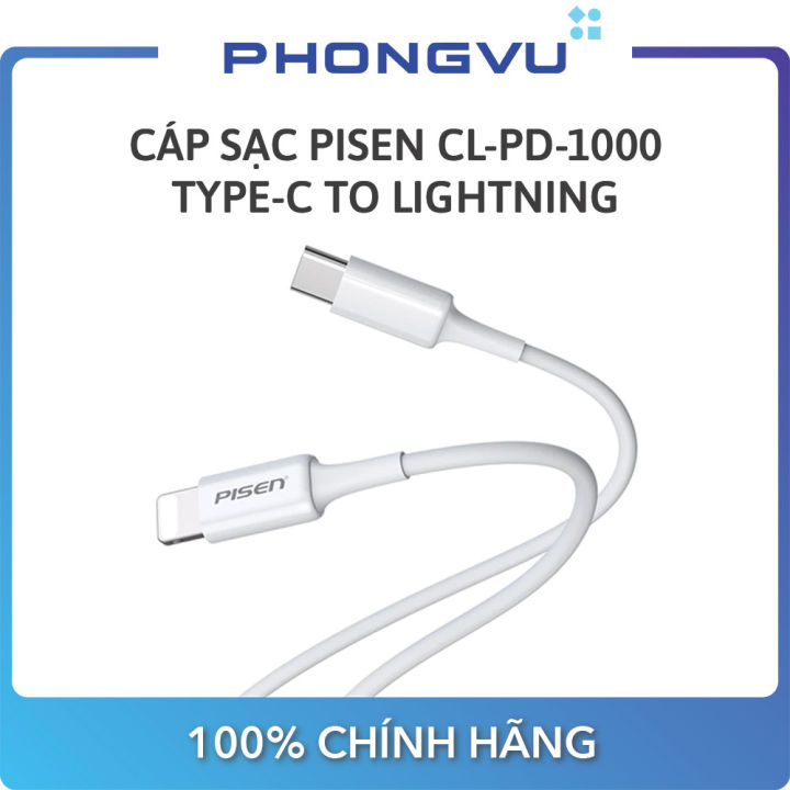 Cáp Sạc Pisen Lightning Quick & Type-C 3A (Type-C to Lightning ) CL-PD-1000  - Bảo hành 18 tháng | Lazada.vn