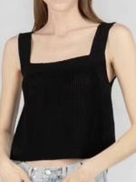 ผู้หญิง2023ใหม่แฟชั่น Hollow Out Cropped ถักเสื้อกันหนาว Vintage Square คอแขนกุดหญิง Waistcoat Chic Tops