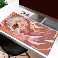 แผ่นรองเม้าส์ Genshin Impact Gamer Kawaii แผ่นรองเม้าส์ขนาดใหญ่ Otaku HD Printing Computer Table Pad