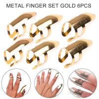 【lz】❒▬  6 pçs guitarra metal dedo picaretas indicador dedo capa dedos de aço inoxidável acessórios proteção polegar picaretas conjunto novo