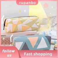 RUPANBO039392692 ผ้าใบแคนวาส กระเป๋าดินสอมีซิป แบบพกพาได้ ความจุมาก กล่องใส่เครื่องเขียน ง่ายๆ มัลติฟังก์ชั่นการใช้งาน ถุงเก็บสัมภาระ อุปกรณ์การเรียนสำหรับนักเรียน