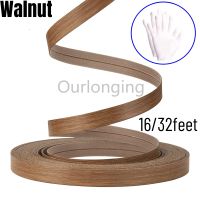 16/32feet Walnut Wood Veneer Edge Banding Preglued Flexible Wood Tape Iron on with Hot Melt for Cabinet Furniture Restoration