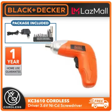 Buy Black+Decker 3.6V NiCd Cordless Screwdriver Kit, KC3610-IN Online At  Price ₹1029