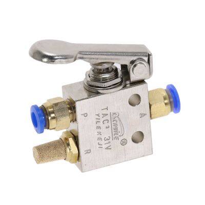 Mechanical Valve TAC2-31V 1/8 Thread 2 Position 3 Way Spring Return Lever Air Pneumatic switch Valve w Fittings