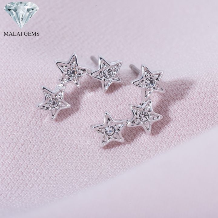 malai-gems-ต่างหูเพชร-เงินแท้-silver-925-เพชรสวิส-cz-เคลือบทองคำขาว-รุ่น-11006767-แถมกล่อง-ต่างหูcz-ต่างหูเงินแท้