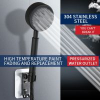 Black Shower Head 304 Stainless Steel Fall resistant Handheld Wall Mounted High Pressure Bathroom Water Saving Rainfall Shower