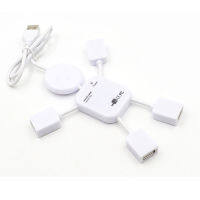 4 Port USB 2.0 High Speed Hub for PC Laptop Doll Man Design White