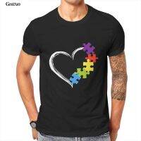 Love Ribbon Heart Puzzle Autism Awareness Autism Mens T-Shirt Anime Groot Summer Aesthetic Men Clothing 101667 【Size S-4XL-5XL-6XL】