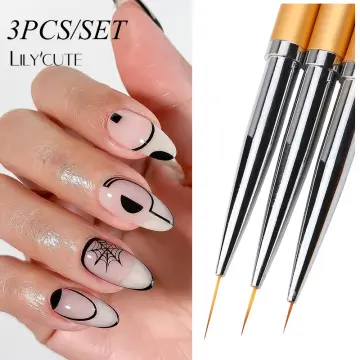 Striping Nail Art Brushes, Yasterd 6pcs Super Fine Striper Brush Set for  Long Lines, Thin Details, Fine Drawing, Delicate Coloring, Elongated Lines,  Pink Metal Handle Nail Brushes for Nail Art Fine Designs-Sizes