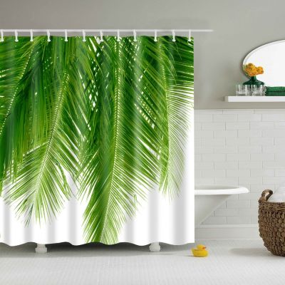 2020 Tropical Rainforest Plant Palm Leaf Monstera Cactus Shower Curtain Bathroom Curtain Frabic Waterproof Mildewproof Polyester