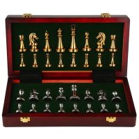 Professional Chess Pieces International Wooden Chessboard Folding Metal Chess Pieces Set Children Aldult Decor with Gift Box Gift