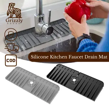 Silicone Kitchen Faucet Mat Sink Splash Pad Drain Pad Bathroom Countertop  Protector Shampoo Soap Dispenser Quick Dry Tray