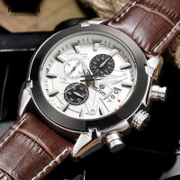 Megir Leather Watch Men 2019 Top nd Luxury Quartz Watch Military Chronograph Waterproof Watches reloj relogio masculino 2020