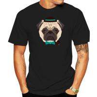 Newest 2022 Men Fashion Mr Pug with Bowler Hat and Bow Tie Mens T-Shirt Hot Tee Shirt