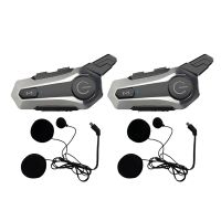 2 Set Motorcycle Bluetooth Full Helmet Intercom Pairing Waterproof Interphone Headset with CNC Noise Reduction