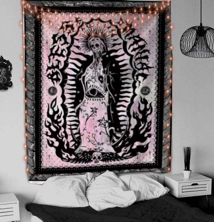 european-and-american-style-fabric-background-tapestry-dark-black-and-white-simple-tapestry-tarot-card-sun-greeting-card-fabric-decoration-fabric-bohemian-mandala-tapestry