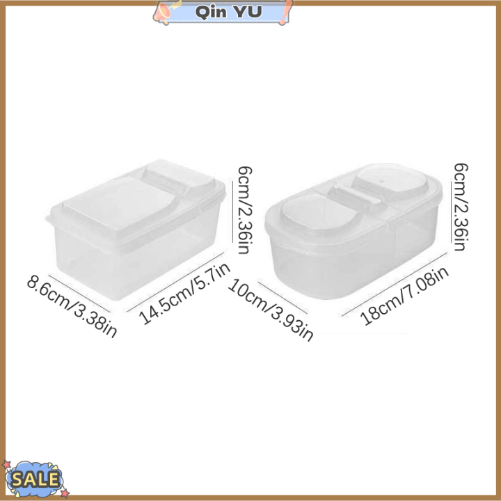 ใหม่สำหรับ-tuesqin-y-กล่องที่เก็บเครื่องครัวกล่องใส่เครื่องปรุงอาหารกล่องแบ่งช่อง2ช่องพร้อมโถปิดฝาตู้เย็นกล่องจัดระเบียบอาหารและผลไม้