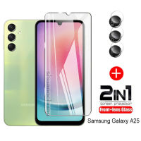 2IN1สำหรับ Samsung Galaxy A25ฟิล์มกระจกเทมเปอร์2in1 3D ป้องกันจอ HD และเลนส์กล้องถ่ายรูปจอฟิล์มป้องกัน