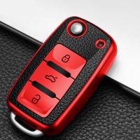 OGJTGK TPU Leather Car Key Cover Case for Volkswagen for VW Bora Polo Tiguan Jetta Passat B5 B6 B7 Golf Beetle for Skoda Octavia