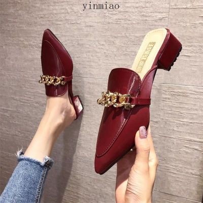 ✣♚ Korean Pointed Toe Flat Half Shoes Mules Women Sandals Net Red Balance Slippers Wear 2022 Spring New