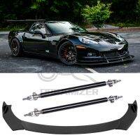 For Chevrolet Corvette C6 1973-2022 Carbon Fiber Car Front Bumper Lip Spoiler Splitter Diffuser Protector Covers with Strut Rods