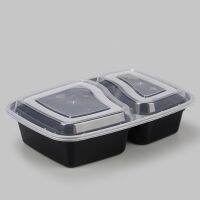 20pcs 1000ml Disposable Meal Prep Containers 2-compartment Food Storage Box Microwave Safe Lunch Boxes (Black with Lid)