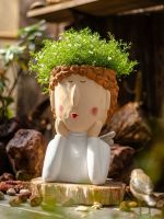 【การจัดส่งในประเทศไทย】เทวดา กระถางใส่ดอกไม้ Angel Girl Face Flower Pot,Succulent Plant Pot 12.5cm/16cm(no Drainage Hole )