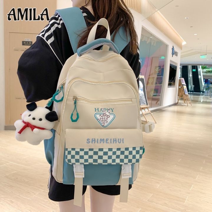 amila-กระเป๋านักเรียนหญิงสไตล์เกาหลี-กระเป๋าเป้นักเรียนมัธยมปลายนักเรียนมัธยมต้นนักเรียนระดับประถมศึกษากระเป๋าเป้ความจุมาก