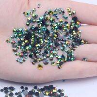 เรซิ่น Rhinestones Olive Black AB 2-6มม. Flatback Non Hotfix เย็บเพชร Appliques สำหรับหัตถกรรมผ้างานแต่งงาน