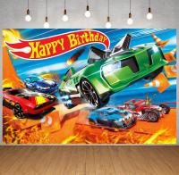 Hot Wheels ฉากหลัง Hot Race Car Birthday Party Backgroud For Boys Birthday Supplies Racing Car Banner For Indoor Outdoor Birthday Party Decorations Supplies 7X5FT