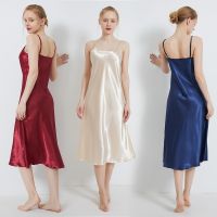 --SY23726✤⊙♠ -border pl-size sg jamas womens summer ice silk silk ghtdress sexy long slit dress