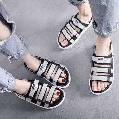 New han edition three bands of amphibious sand drag couple cool summer slippers leisure female thick bottom web celebrity students wear