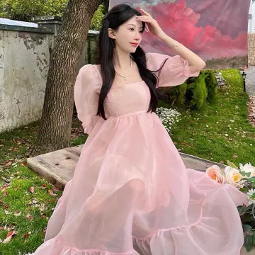 Áo choàng ngủ váy ngủ satin màu hồng phấn viền thêu hoa dễ thương TK407 -  Happyshop