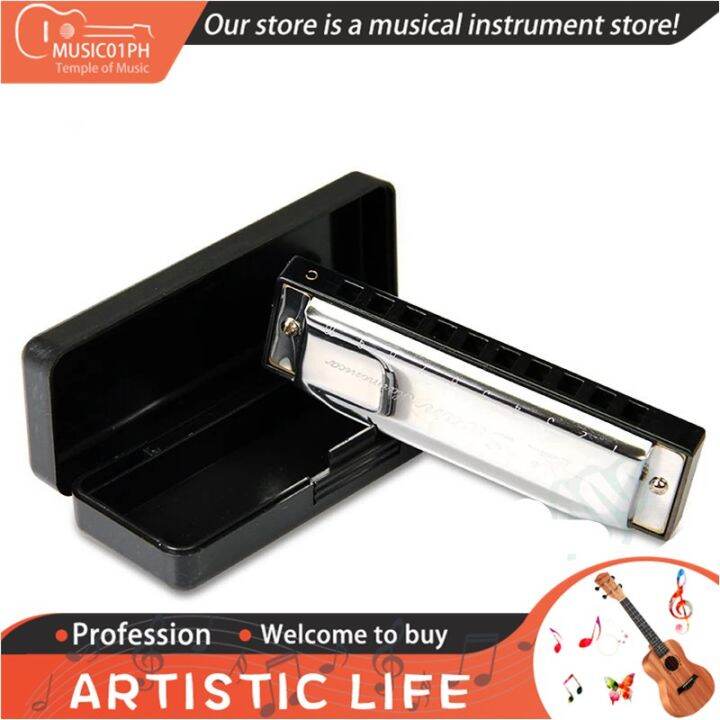 Silver Swan10 Hole Harmonica 10 Hole Key of C for Blues Rock Jazz Folk