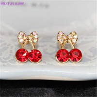 ?XTWLKJ? KUNLIAN FG ผู้หญิงหวานแฟชั่นคริสตัลเชอร์รี่กุทัณฑ์ S tud E arrings น่ารัก rhinestone earings