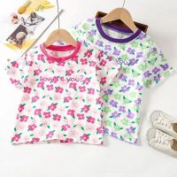 Girls Short Sleeve T-Shirt Summer Korean Baby Girl Cotton Thin Floral Tops