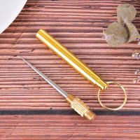 Light Portable Multi-function Fruit Fork Brass Titanium Alloy Push-pull Spring Design Toothpick Protective Case Picnic Tool