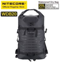 NITECORE WDB20 20L กลางแจ้งกระเป๋าเป้สะพายหลังกันน้ำผู้หญิงผู้ชายไนล่อนตกปลาท่องเที่ยวกีฬาเดินป่าเดินป่ากระเป๋าแห้งสีดำ TPU 500วัน