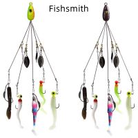 Alabama Fishing Lure Artificial Bait Rig 5 Groups 22CM Swimming Bait Bass Fishing Group Lure Snap Swivel Spinner With SequinsLures Baits