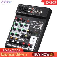 บอร์ดผสม ZYStar DJ 4เครื่องผสมช่องสัญญาณเครื่องผสมสัญญาณดิจิทัลปลั๊ก US สีดำแบบมืออาชีพ