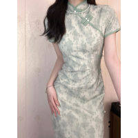 gsgw แต่งตัวอารมณ์ผู้หญิงสไตล์แสงทุกวันฤดูร้อนเอวบาง jacquard ปรับปรุง cheongsam ยาววินเทจสาธารณรัฐจีนสไตล์ปี