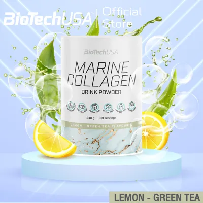 BioTechUSA Hydrolysed Marine Collagen drink powder 240g Green Tea-Lemon มารีน คอลลาเจน เปปไทด์ ผลิตจากปลาทะเลน้ำลึก