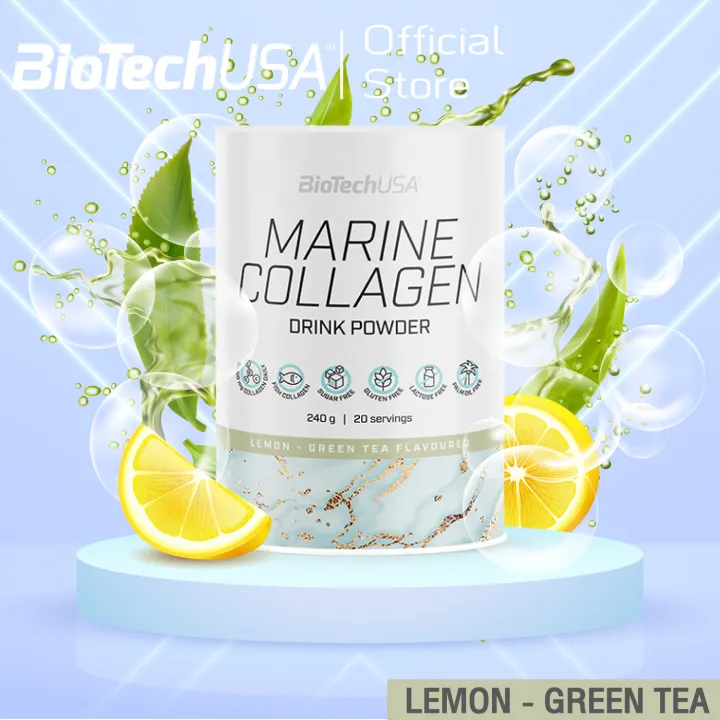 biotechusa-hydrolysed-marine-collagen-drink-powder-240g-green-tea-lemon-มารีน-คอลลาเจน-เปปไทด์-ผลิตจากปลาทะเลน้ำลึก