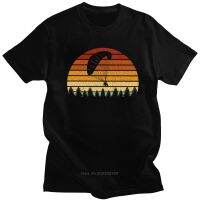 Novelty Male Vintage Sunset Paragliding Tshirt Short Sleeve Cotton Casual Tee Shirt Gift For Paragliders Paramotor T-Shirt 【Size S-4XL-5XL-6XL】